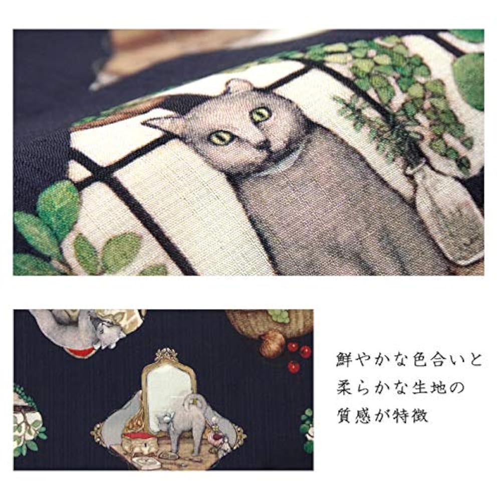 【東レセオα】フルッタロッサ×和風館 猫のサーシャ 　反物　未仕立て　単品　白 東レセオα】フルッタロッサ×和風館 猫のサーシャ 反物 未仕立て